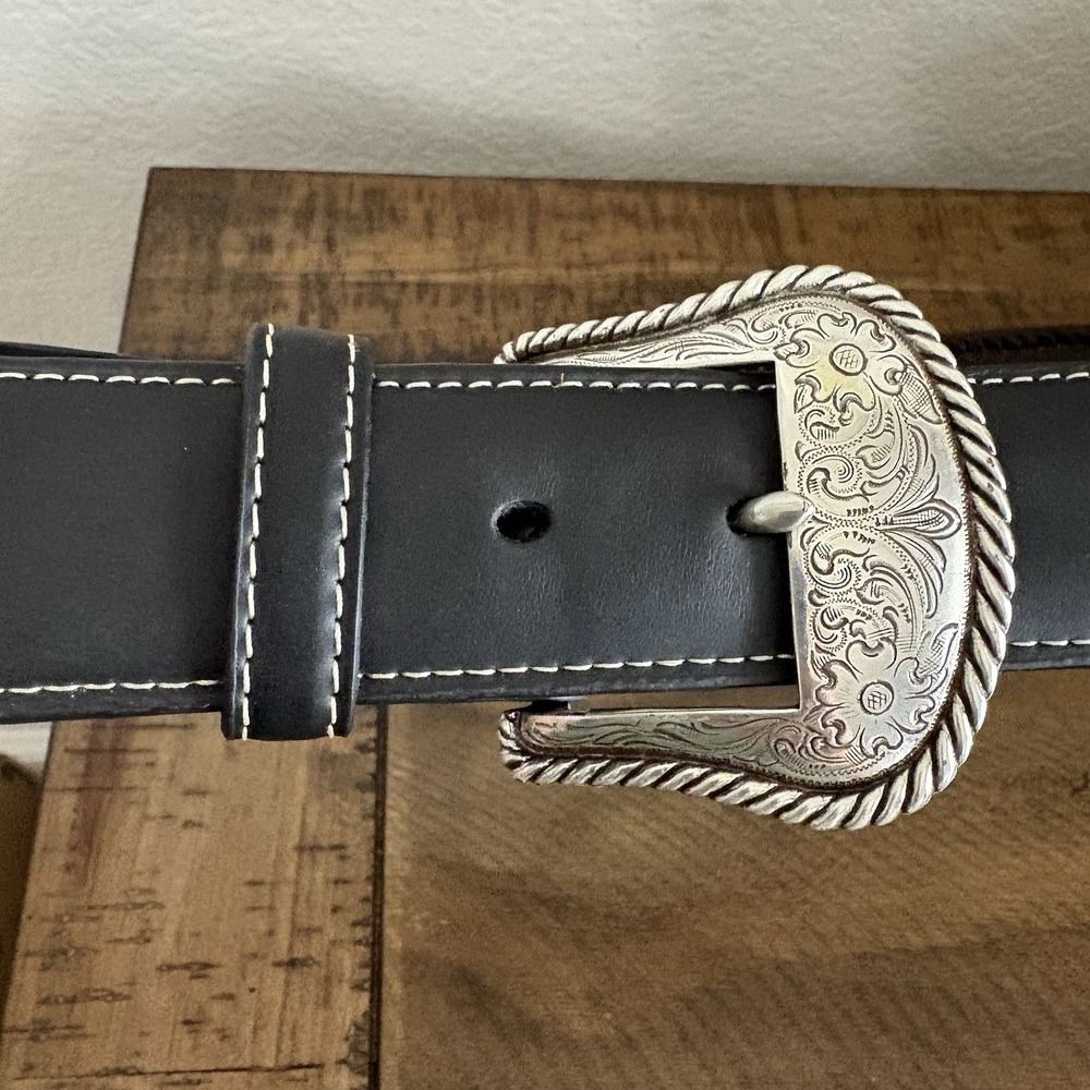 Nocona Top Hand Lace Edge‎ Concho Western Size 48 Belt Black N2475601